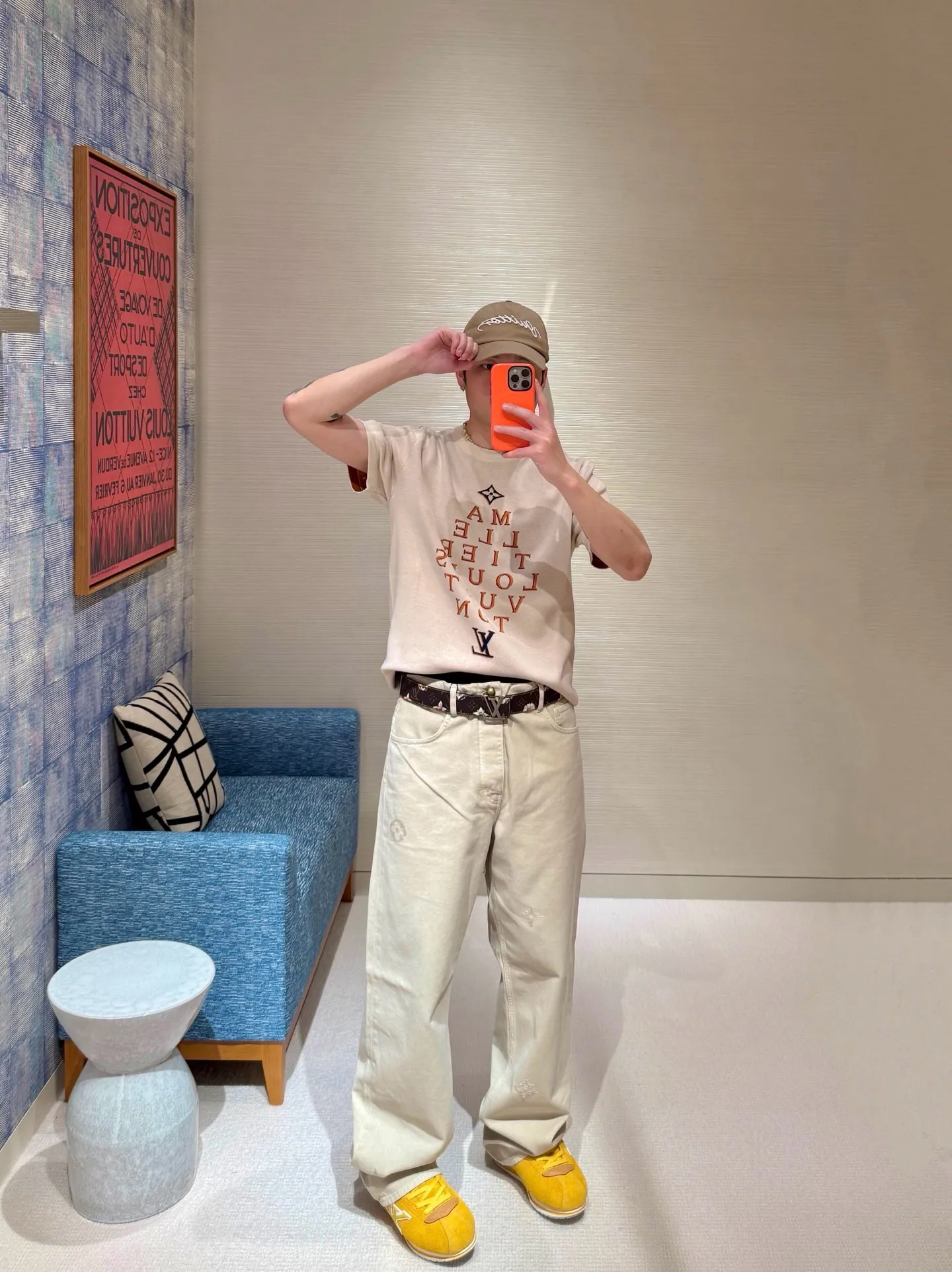 Louis Vuitton/Louis Vuitton Monogram signature jeans with front and back embroidery